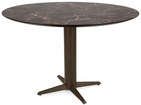 Henders & Hazel Caletta Bartafel rond 150 cm. - hpl primo laminato blad - centrale teenpoot steelbrown - marble brown Eettafel