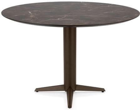 Henders & Hazel Caletta Bartafel rond 150 cm. - hpl primo laminato blad - centrale teenpoot steelbrown - marble brown Eettafel