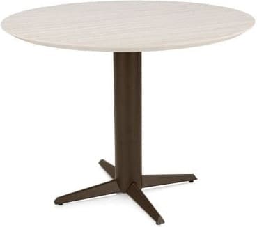 Henders & Hazel Caletta Bartafel rond 150 cm. - hpl primo laminato blad - centrale teenpoot steelbrown - travertin Beige|Wit Eettafel