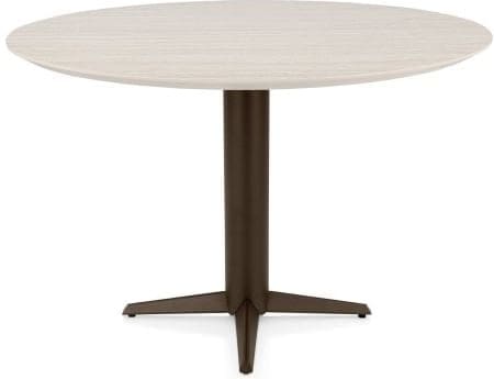 Henders & Hazel Caletta Bartafel rond 150 cm. - hpl primo laminato blad - centrale teenpoot steelbrown - travertin Beige|Wit Eettafel