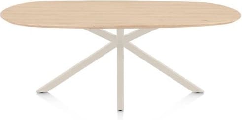 Henders & Hazel Caletta Eetkamertafel ovaal 210 x 100 cm. - eiken blad - centrale kruispoot crème - natural Naturel Eettafel