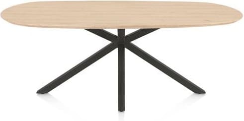 Henders & Hazel Caletta Eetkamertafel ovaal 210 x 100 cm. - eiken blad - centrale kruispoot graphiet - natural Naturel Eettafel