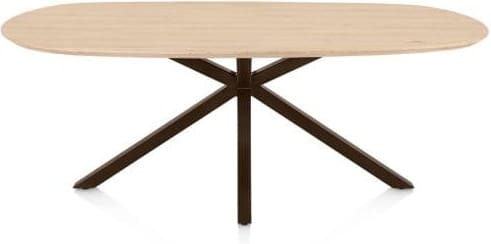 Henders & Hazel Caletta Eetkamertafel ovaal 210 x 100 cm. - eiken blad - centrale kruispoot steelbrown - natural Naturel Eettafel