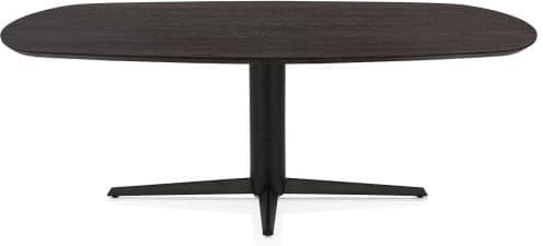 Henders & Hazel Caletta Eetkamertafel ovaal 210 x 100 cm. - eiken blad - centrale teenpoot rough off black - burned antique silver Bruin Eettafel