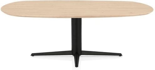 Henders & Hazel Caletta Eetkamertafel ovaal 210 x 100 cm. - eiken blad - centrale teenpoot rough off black - natural Naturel Eettafel