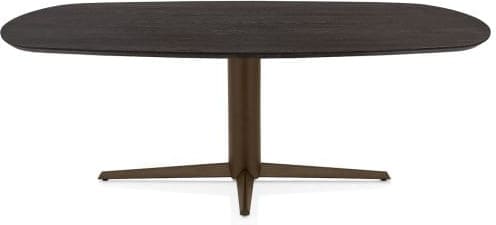 Henders & Hazel Caletta Eetkamertafel ovaal 210 x 100 cm. - eiken blad - centrale teenpoot steelbrown - burned antique silver Bruin Eettafel