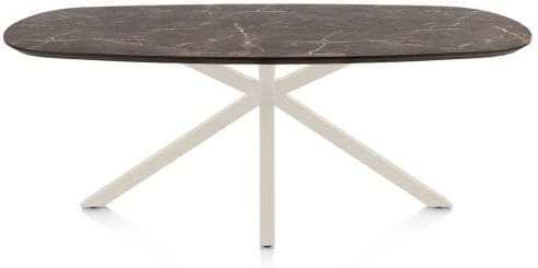 Henders & Hazel Caletta Eetkamertafel ovaal 210 x 100 cm. - hpl primo laminato blad - centrale kruispoot crème - middenbruin  Eettafel