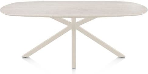 Henders & Hazel Caletta Eetkamertafel ovaal 210 x 100 cm. - hpl primo laminato blad - centrale kruispoot crème - travertin Beige|Wit Eettafel