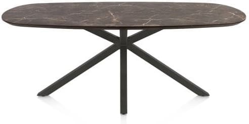 Henders & Hazel Caletta Eetkamertafel ovaal 210 x 100 cm. - hpl primo laminato blad - centrale kruispoot graphiet - middenbruin  Eettafel