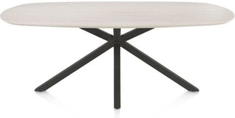 Henders & Hazel Caletta Eetkamertafel ovaal 210 x 100 cm. - hpl primo laminato blad - centrale kruispoot graphiet - travertin Beige|Wit Eettafel
