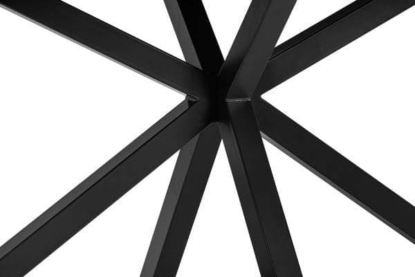 Henders & Hazel Caletta Eetkamertafel ovaal 210 x 100 cm. - hpl primo laminato blad - centrale kruispoot rough off black - travertin Beige|Wit Eettafel