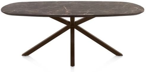 Henders & Hazel Caletta Eetkamertafel ovaal 210 x 100 cm. - hpl primo laminato blad - centrale kruispoot steelbrown - middenbruin  Eettafel