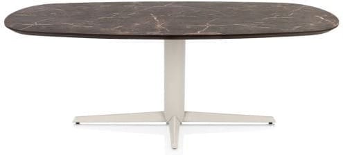 Henders & Hazel Caletta Eetkamertafel ovaal 210 x 100 cm. - hpl primo laminato blad - centrale teenpoot crème - middenbruin Eettafel