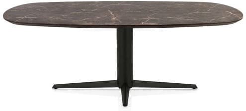 Henders & Hazel Caletta Eetkamertafel ovaal 210 x 100 cm. - hpl primo laminato blad - centrale teenpoot rough off black - middenbruin Eettafel