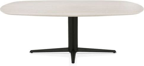 Henders & Hazel Caletta Eetkamertafel ovaal 210 x 100 cm. - hpl primo laminato blad - centrale teenpoot rough off black - travertin Beige|Wit Eettafel