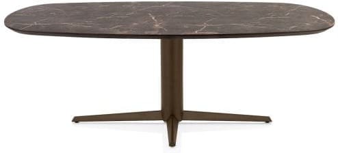 Henders & Hazel Caletta Eetkamertafel ovaal 210 x 100 cm. - hpl primo laminato blad - centrale teenpoot steelbrown - middenbruin Eettafel