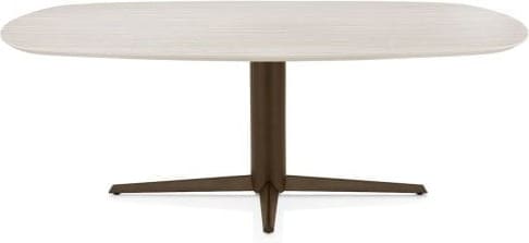 Henders & Hazel Caletta Eetkamertafel ovaal 210 x 100 cm. - hpl primo laminato blad - centrale teenpoot steelbrown - travertin Beige|Wit Eettafel