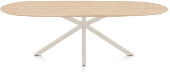 Henders & Hazel Caletta Eetkamertafel ovaal 240 x 105 cm. - eiken blad - centrale kruispoot crème - natural Naturel Eettafel