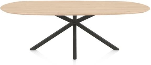 Henders & Hazel Caletta Eetkamertafel ovaal 240 x 105 cm. - eiken blad - centrale kruispoot graphiet - natural Naturel Eettafel