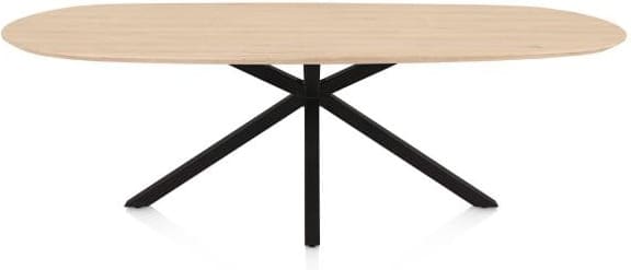 Henders & Hazel Caletta Eetkamertafel ovaal 240 x 105 cm. - eiken blad - centrale kruispoot rough off black - natural Naturel Eettafel