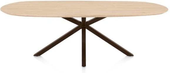 Henders & Hazel Caletta Eetkamertafel ovaal 240 x 105 cm. - eiken blad - centrale kruispoot steelbrown - natural Naturel Eettafel