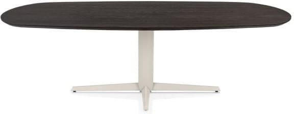 Henders & Hazel Caletta Eetkamertafel ovaal 240 x 105 cm. - eiken blad - centrale teenpoot crème - burned antique silver Bruin Eettafel