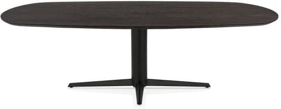 Henders & Hazel Caletta Eetkamertafel ovaal 240 x 105 cm. - eiken blad - centrale teenpoot rough off black - burned antique silver Bruin Eettafel