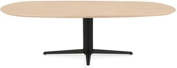 Henders & Hazel Caletta Eetkamertafel ovaal 240 x 105 cm. - eiken blad - centrale teenpoot rough off black - natural Naturel Eettafel