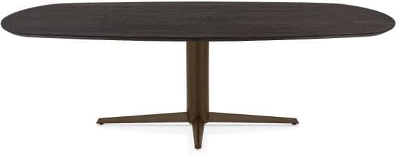Henders & Hazel Caletta Eetkamertafel ovaal 240 x 105 cm. - eiken blad - centrale teenpoot steelbrown - burned antique silver Bruin Eettafel