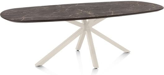 Henders & Hazel Caletta Eetkamertafel ovaal 240 x 105 cm. - hpl primo laminato blad - centrale kruispoot crème - middenbruin Eettafel