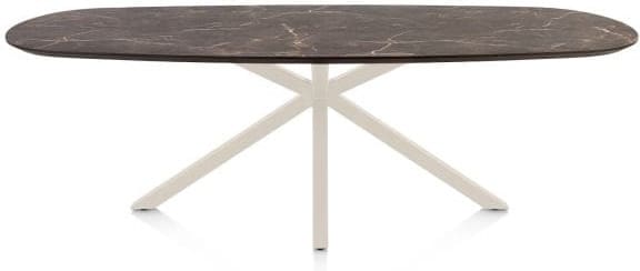 Henders & Hazel Caletta Eetkamertafel ovaal 240 x 105 cm. - hpl primo laminato blad - centrale kruispoot crème - middenbruin  Eettafel