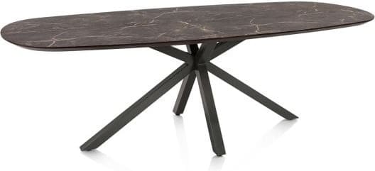 Henders & Hazel Caletta Eetkamertafel ovaal 240 x 105 cm. - hpl primo laminato blad - centrale kruispoot graphiet - middenbruin Eettafel