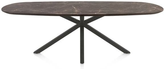 Henders & Hazel Caletta Eetkamertafel ovaal 240 x 105 cm. - hpl primo laminato blad - centrale kruispoot graphiet - middenbruin Eettafel