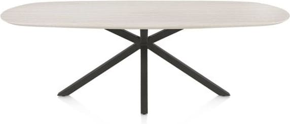 Henders & Hazel Caletta Eetkamertafel ovaal 240 x 105 cm. - hpl primo laminato blad - centrale kruispoot graphiet - travertin Beige|Wit Eettafel