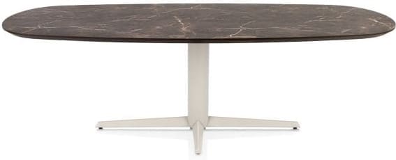 Henders & Hazel Caletta Eetkamertafel ovaal 240 x 105 cm. - hpl primo laminato blad - centrale teenpoot crème - middenbruin Eettafel