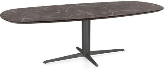 Henders & Hazel Caletta Eetkamertafel ovaal 240 x 105 cm. - hpl primo laminato blad - centrale teenpoot graphiet - middenbruin Eettafel