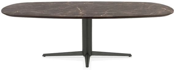 Henders & Hazel Caletta Eetkamertafel ovaal 240 x 105 cm. - hpl primo laminato blad - centrale teenpoot graphiet - middenbruin Eettafel