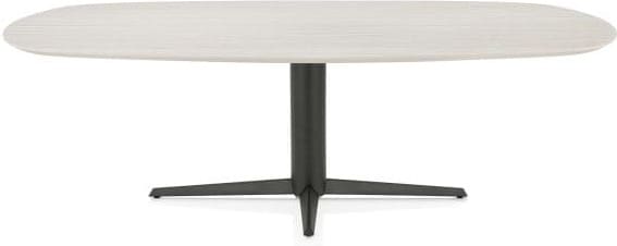 Henders & Hazel Caletta Eetkamertafel ovaal 240 x 105 cm. - hpl primo laminato blad - centrale teenpoot graphiet - travertin Beige|Wit Eettafel