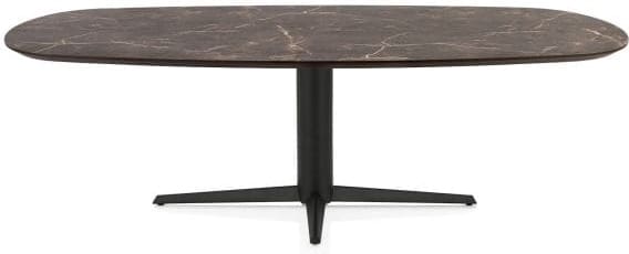 Henders & Hazel Caletta Eetkamertafel ovaal 240 x 105 cm. - hpl primo laminato blad - centrale teenpoot rough off black - middenbruin Eettafel
