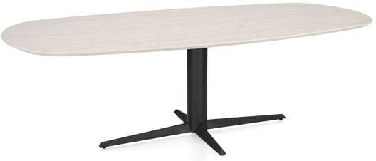 Henders & Hazel Caletta Eetkamertafel ovaal 240 x 105 cm. - hpl primo laminato blad - centrale teenpoot rough off black - travertin Beige|Wit Eettafel