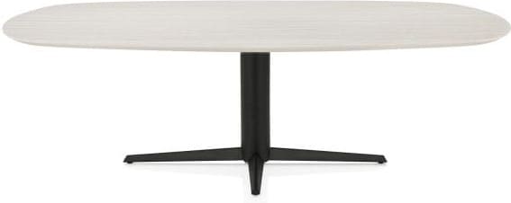 Henders & Hazel Caletta Eetkamertafel ovaal 240 x 105 cm. - hpl primo laminato blad - centrale teenpoot rough off black - travertin Beige|Wit Eettafel