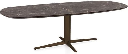 Henders & Hazel Caletta Eetkamertafel ovaal 240 x 105 cm. - hpl primo laminato blad - centrale teenpoot steelbrown - middenbruin Eettafel