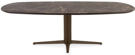 Henders & Hazel Caletta Eetkamertafel ovaal 240 x 105 cm. - hpl primo laminato blad - centrale teenpoot steelbrown - middenbruin Eettafel