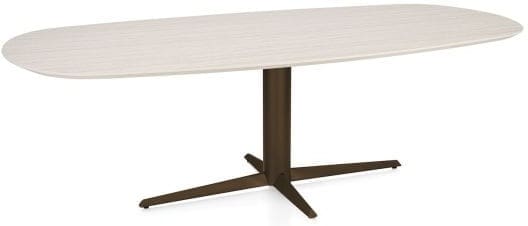 Henders & Hazel Caletta Eetkamertafel ovaal 240 x 105 cm. - hpl primo laminato blad - centrale teenpoot steelbrown - travertin Beige|Wit Eettafel
