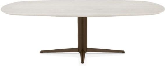 Henders & Hazel Caletta Eetkamertafel ovaal 240 x 105 cm. - hpl primo laminato blad - centrale teenpoot steelbrown - travertin Beige|Wit Eettafel