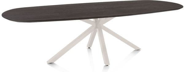 Henders & Hazel Caletta Eetkamertafel ovaal 270 x 110 cm. - eiken blad - centrale kruispoot crème - burned antique silver Bruin Eettafel