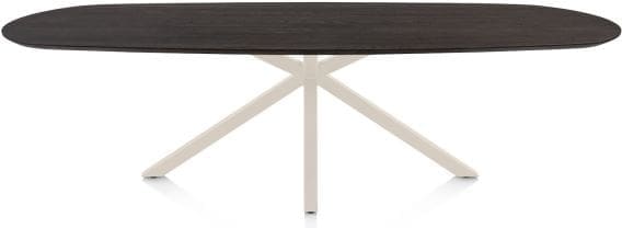 Henders & Hazel Caletta Eetkamertafel ovaal 270 x 110 cm. - eiken blad - centrale kruispoot crème - burned antique silver Bruin Eettafel