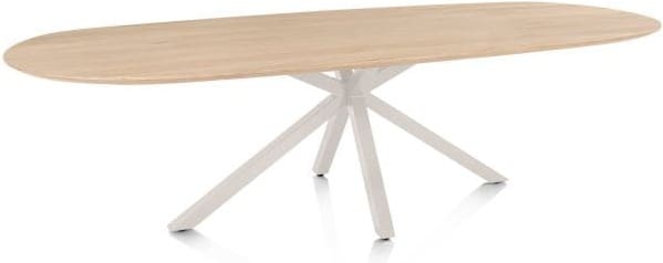 Henders & Hazel Caletta Eetkamertafel ovaal 270 x 110 cm. - eiken blad - centrale kruispoot crème - natural Naturel Eettafel