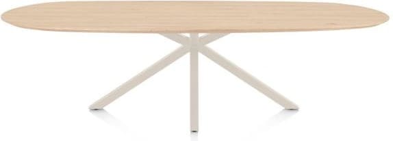 Henders & Hazel Caletta Eetkamertafel ovaal 270 x 110 cm. - eiken blad - centrale kruispoot crème - natural Naturel Eettafel