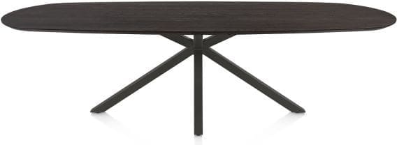 Henders & Hazel Caletta Eetkamertafel ovaal 270 x 110 cm. - eiken blad - centrale kruispoot graphiet - burned antique silver Bruin Eettafel